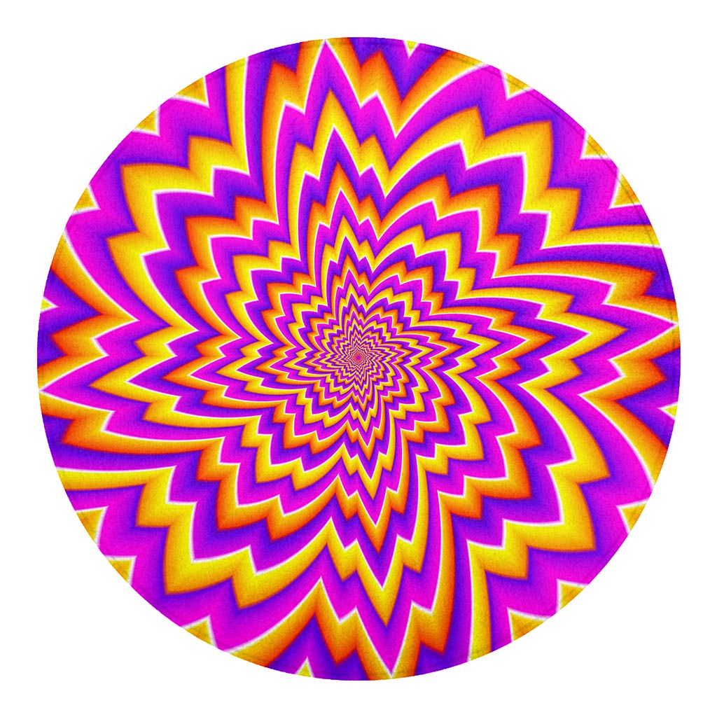 Yellow Expansion Moving Optical Illusion Round Blanket
