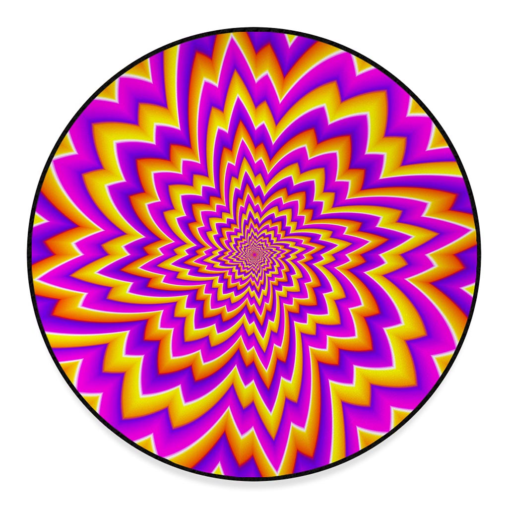 Yellow Expansion Moving Optical Illusion Round Floor Mat