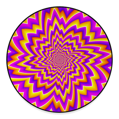 Yellow Expansion Moving Optical Illusion Round Floor Mat