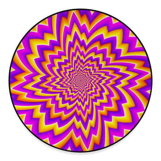 Yellow Expansion Moving Optical Illusion Round Floor Mat