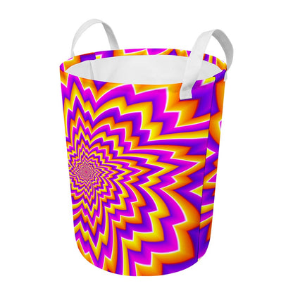 Yellow Expansion Moving Optical Illusion Round Laundry Basket