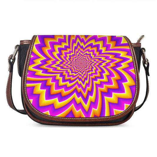 Yellow Expansion Moving Optical Illusion Saddle Bag
