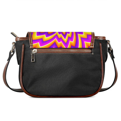 Yellow Expansion Moving Optical Illusion Saddle Bag