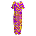 Yellow Expansion Moving Optical Illusion Short Sleeve Long Nightdress