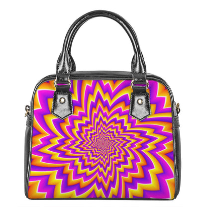 Yellow Expansion Moving Optical Illusion Shoulder Handbag