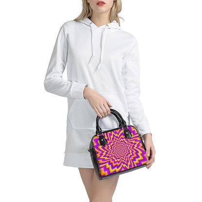 Yellow Expansion Moving Optical Illusion Shoulder Handbag