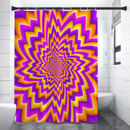 Yellow Expansion Moving Optical Illusion Shower Curtain