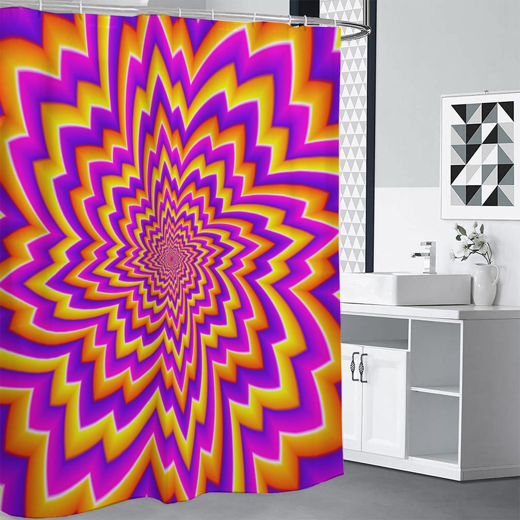 Yellow Expansion Moving Optical Illusion Shower Curtain