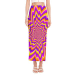 Yellow Expansion Moving Optical Illusion Side Slit Maxi Skirt