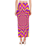 Yellow Expansion Moving Optical Illusion Side Slit Maxi Skirt