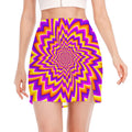 Yellow Expansion Moving Optical Illusion Side Slit Mini Skirt