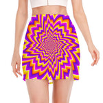 Yellow Expansion Moving Optical Illusion Side Slit Mini Skirt