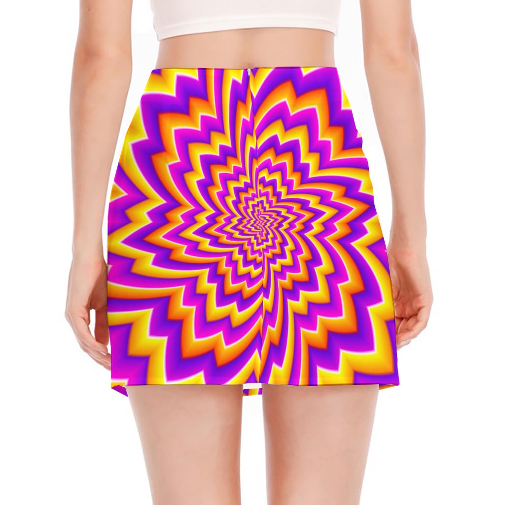 Yellow Expansion Moving Optical Illusion Side Slit Mini Skirt