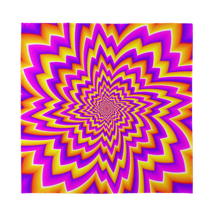 Yellow Expansion Moving Optical Illusion Silk Bandana