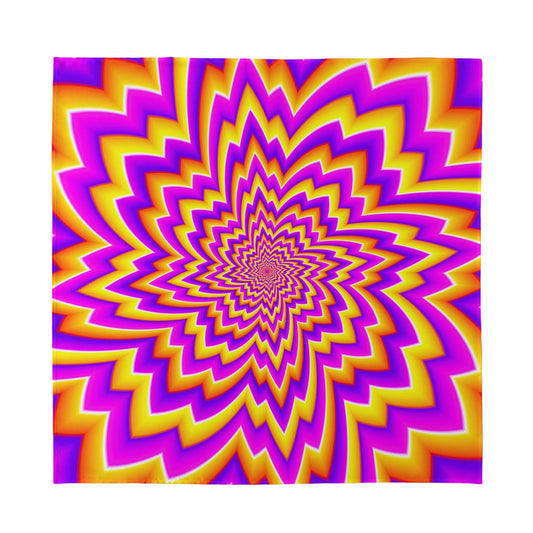 Yellow Expansion Moving Optical Illusion Silk Bandana