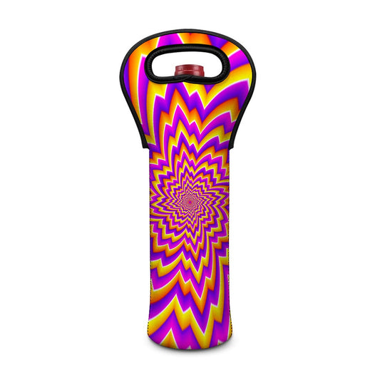 Yellow Expansion Moving Optical Illusion Single Neoprene Wine Tote