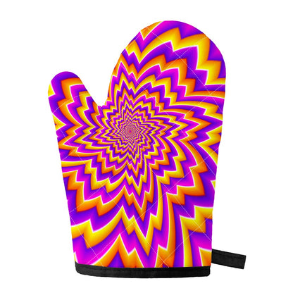 Yellow Expansion Moving Optical Illusion Single Oven Mitt