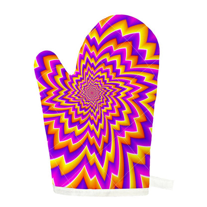 Yellow Expansion Moving Optical Illusion Single Oven Mitt