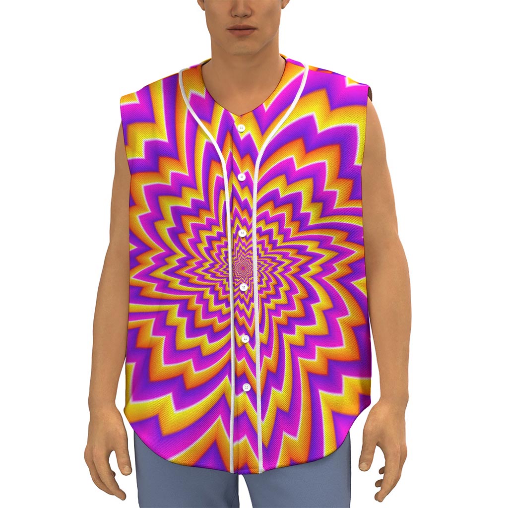 Yellow Expansion Moving Optical Illusion Sleeveless Baseball Jersey