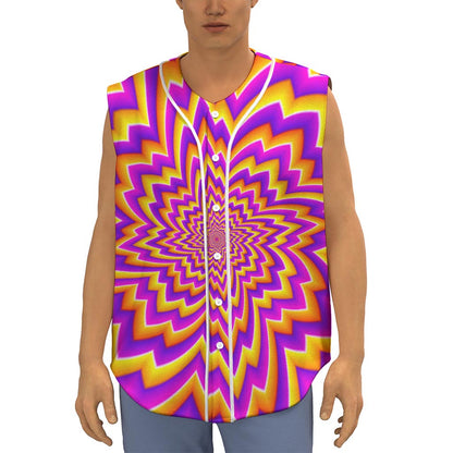 Yellow Expansion Moving Optical Illusion Sleeveless Baseball Jersey