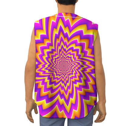 Yellow Expansion Moving Optical Illusion Sleeveless Baseball Jersey