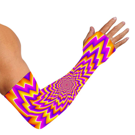 Yellow Expansion Moving Optical Illusion Sun Protection Arm Sleeves