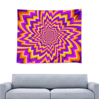 Yellow Expansion Moving Optical Illusion Tapestry