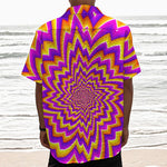 Yellow Expansion Moving Optical Illusion Textured Short Sleeve Shirt