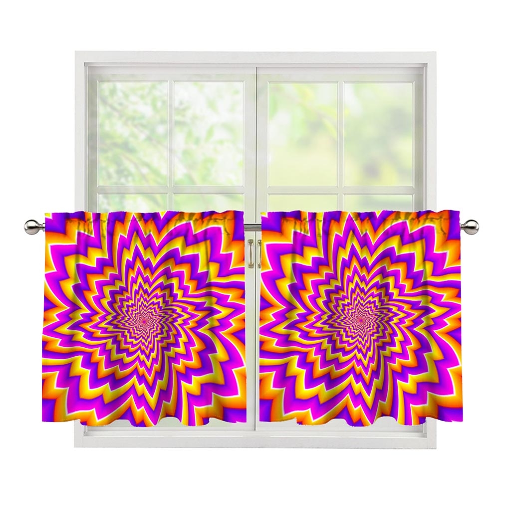 Yellow Expansion Moving Optical Illusion Tier Curtains