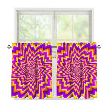 Yellow Expansion Moving Optical Illusion Tier Curtains