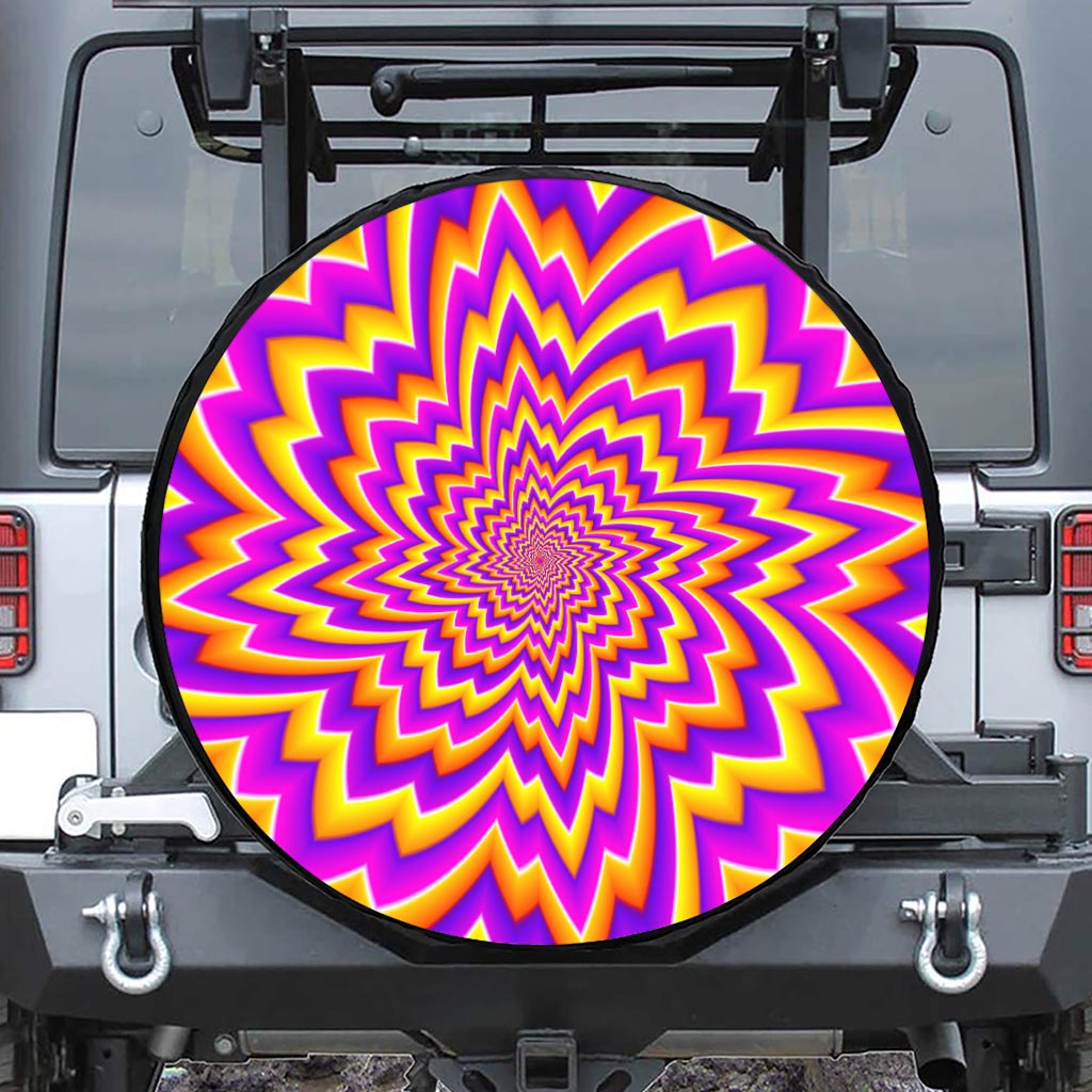 Yellow Expansion Moving Optical Illusion Tire Cover