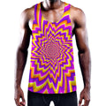 Yellow Expansion Moving Optical Illusion Men's Workout Tank Top