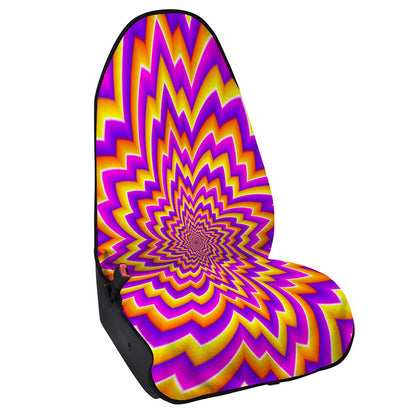Yellow Expansion Moving Optical Illusion Waterproof Car Seat Cover