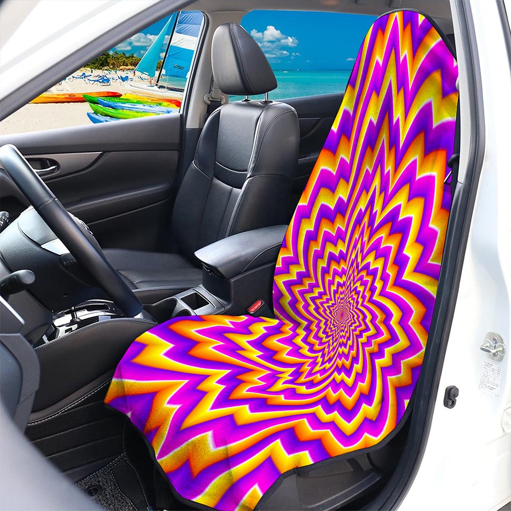 Yellow Expansion Moving Optical Illusion Waterproof Car Seat Cover