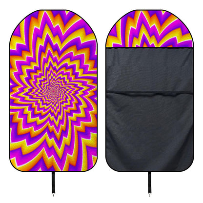Yellow Expansion Moving Optical Illusion Waterproof Car Seat Cover