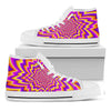 Yellow Expansion Moving Optical Illusion White High Top Sneakers