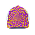 Yellow Expansion Moving Optical Illusion White Mesh Trucker Hat