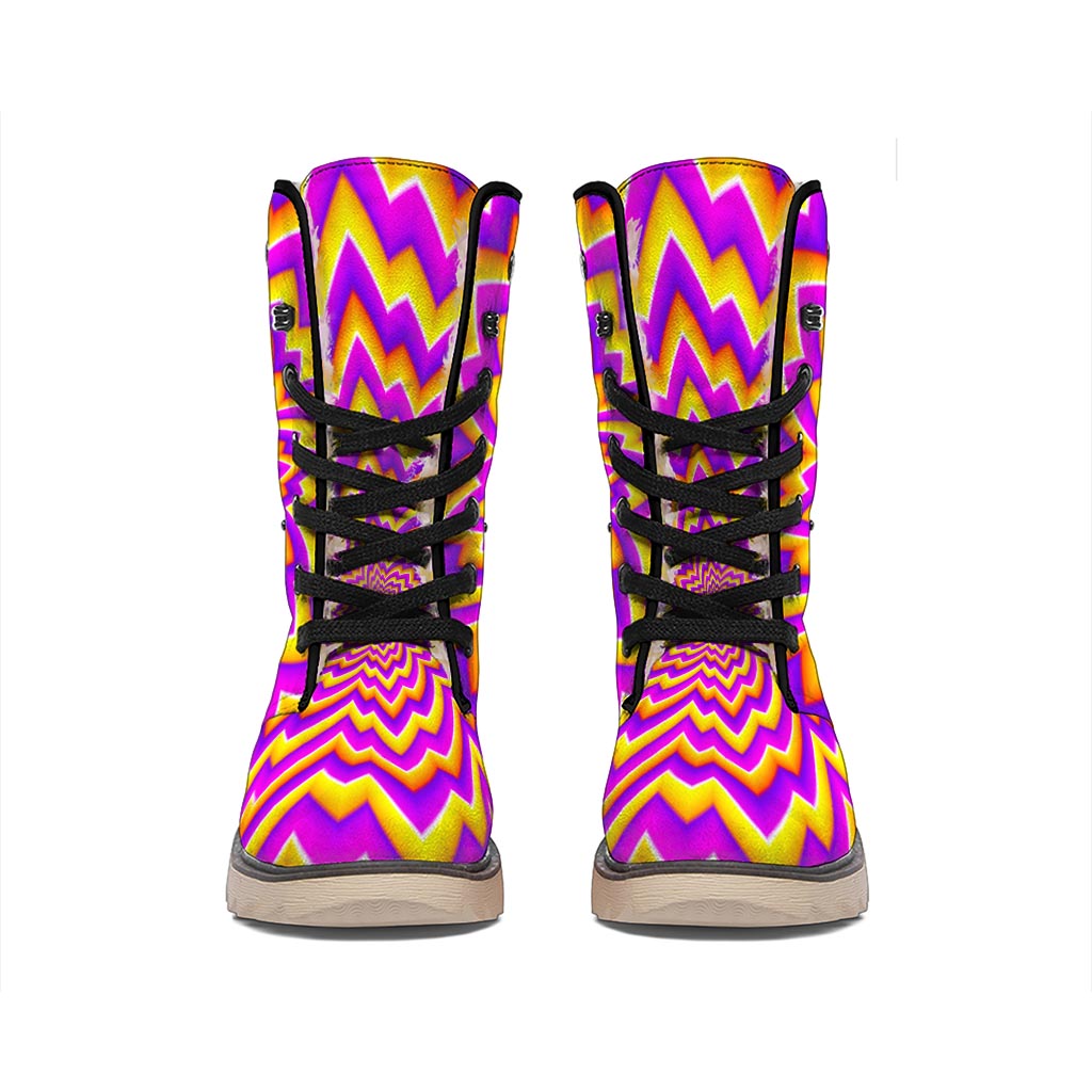 Yellow Expansion Moving Optical Illusion Winter Boots