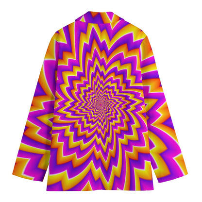Yellow Expansion Moving Optical Illusion Women's Blazer