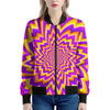 Yellow Expansion Moving Optical Illusion Women's Bomber Jacket