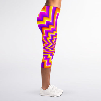 Yellow Expansion Moving Optical Illusion Women's Capri Leggings