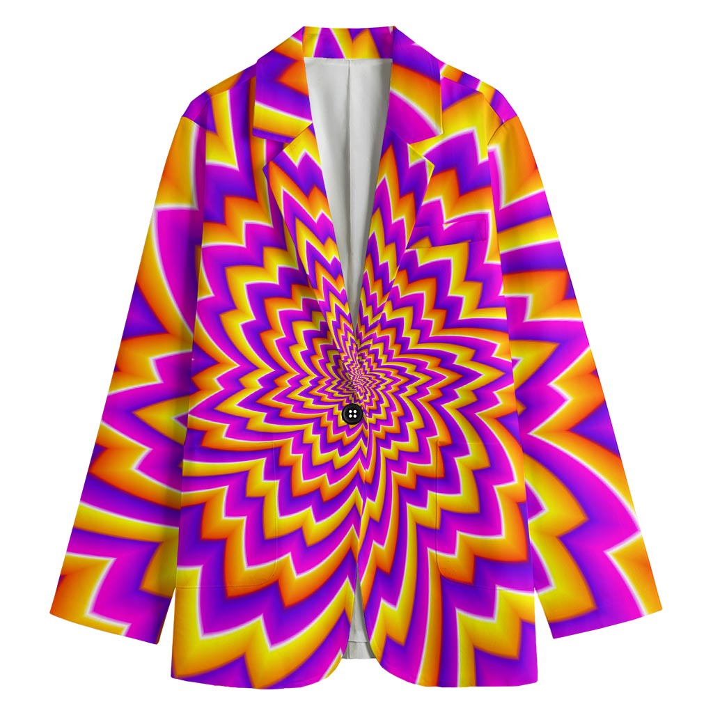 Yellow Expansion Moving Optical Illusion Women's Cotton Blazer