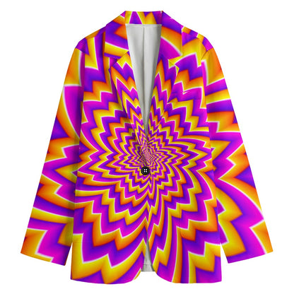 Yellow Expansion Moving Optical Illusion Women's Cotton Blazer