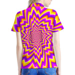 Yellow Expansion Moving Optical Illusion Women's Polo Shirt