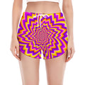 Yellow Expansion Moving Optical Illusion Women's Split Running Shorts