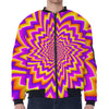 Yellow Expansion Moving Optical Illusion Zip Sleeve Bomber Jacket