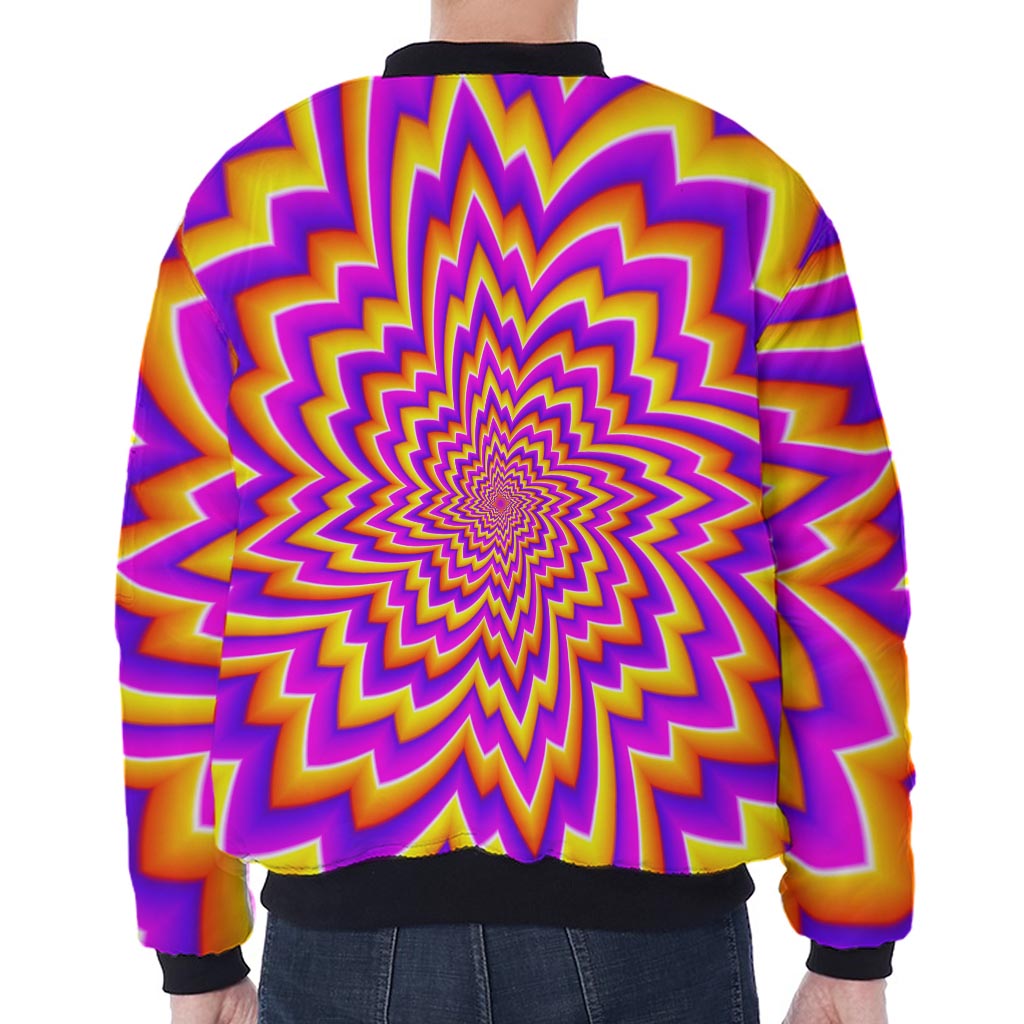 Yellow Expansion Moving Optical Illusion Zip Sleeve Bomber Jacket