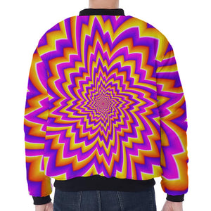 Yellow Expansion Moving Optical Illusion Zip Sleeve Bomber Jacket