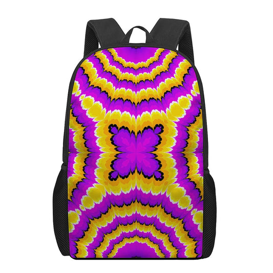 Yellow Explosion Moving Optical Illusion 17 Inch Backpack