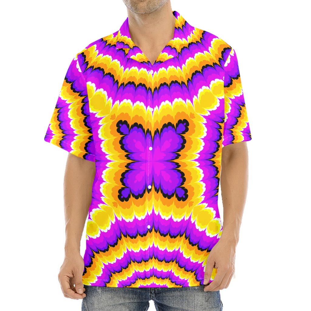 Yellow Explosion Moving Optical Illusion Aloha Shirt